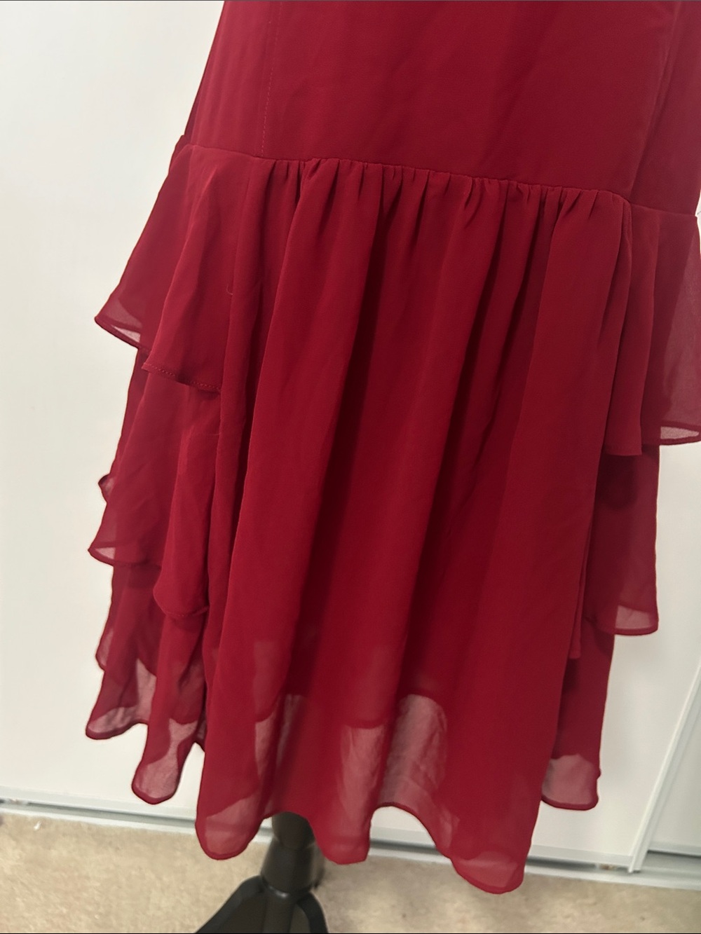 Babeyond Deep Red Ruffle Dress - Picture 2 of 4